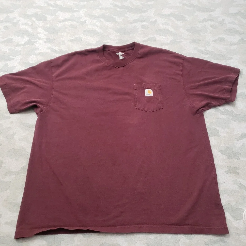 Carhartt‎ Shirt Mens 2XL Red Pocket Tee Workwear Outdoors Short Sleeve